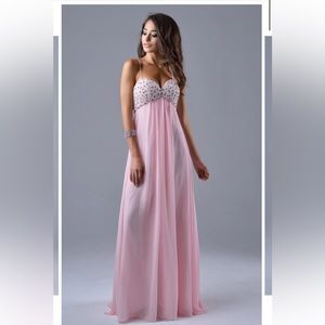 Baby doll pink pearl formal gown